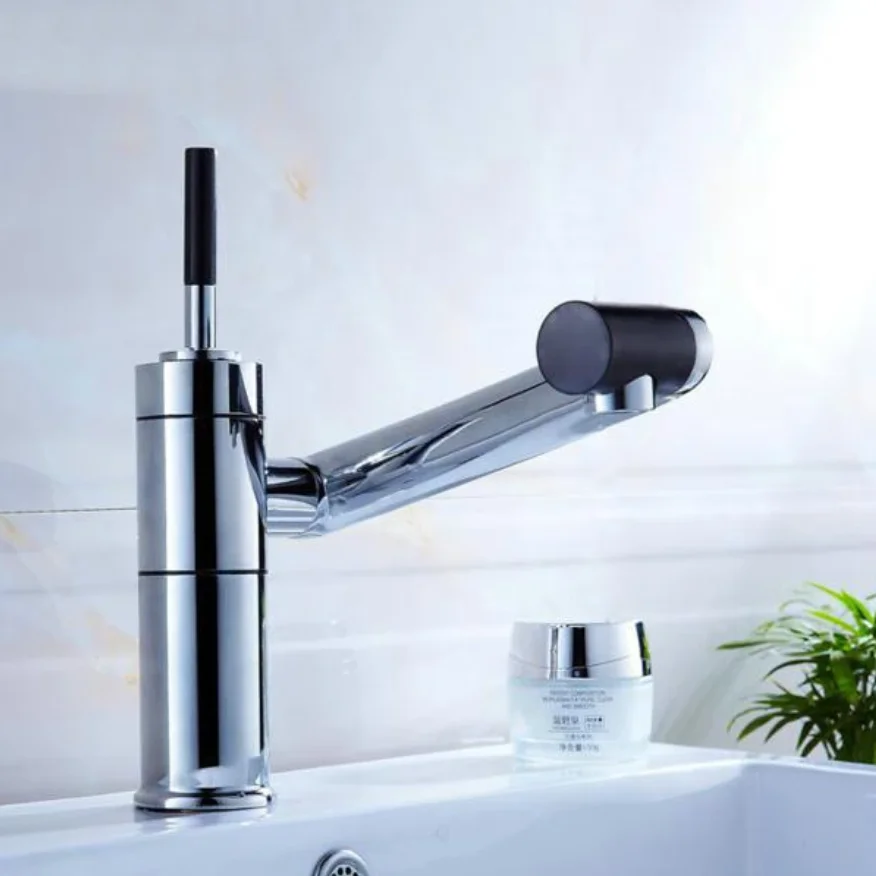 

Lucky Cat style bathroom faucet chrome finish 360 rotate spout single hand bathroom basin hot and cold mixer tap ML-2740