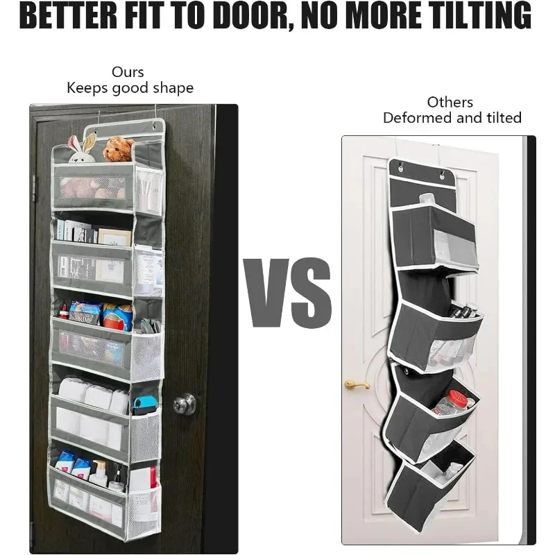 1Pc 5-Tier Hanging Door Storage, Fabric Shelves with Pockets for Closet Pantry Organization Multi-Pocket Space Saver
