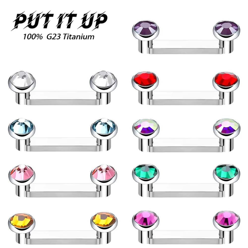 

F136 Titanium Alloy Embedded Clavicle Pin Double-headed Zirconium Oxide Right-Angle Skin Implant Pin Body Piercing Jewellery