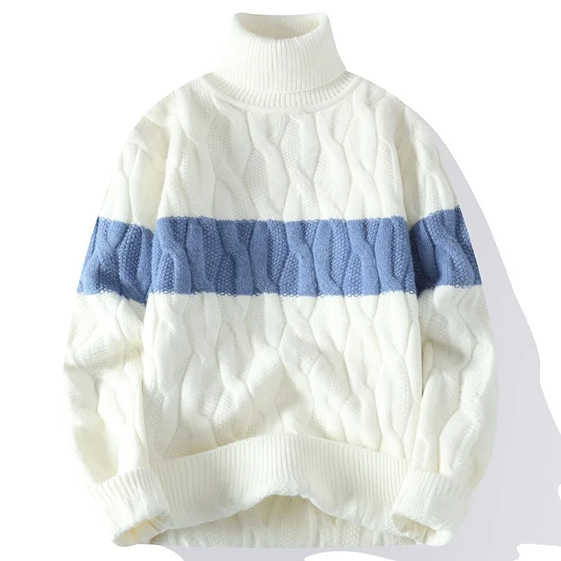 

Осенне-зимний утепленный повседневный вязаный свитер с высоким воротником, модный молодежный шерстяной свитер из мягкого полиэстера