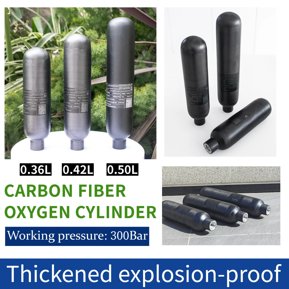 HEXGER  0.36L/0.42L/05L Cilindro De Fibra De Carbono, HPA Tanque De Mergulho, Garrafa De Mergulho, M18 * 1.5, 4500PSI, 300Bar