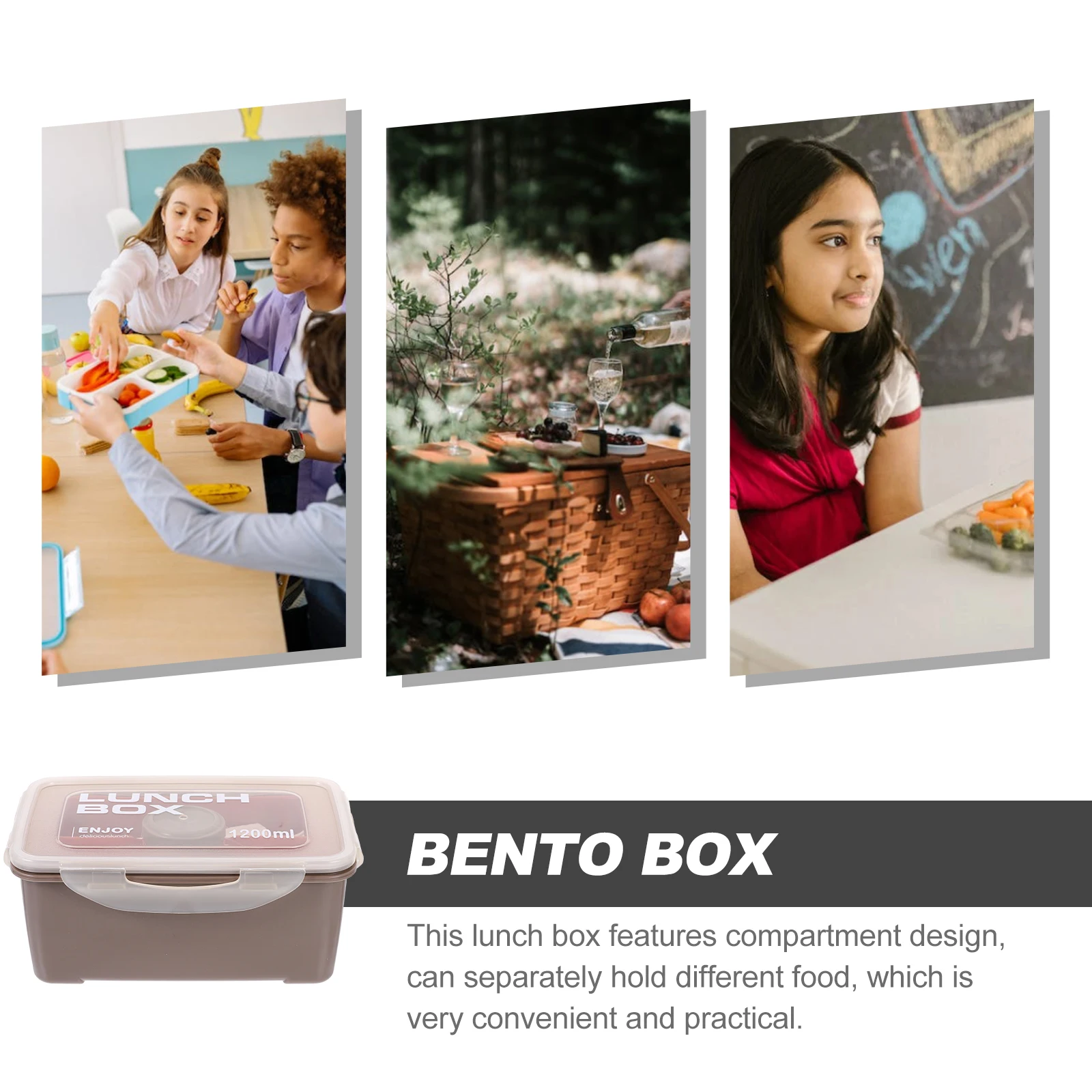 

1pc Lunch Box Microwave Safe Compartment Design Portable Food Container Silicone Seal For Office Outdoor Picnic