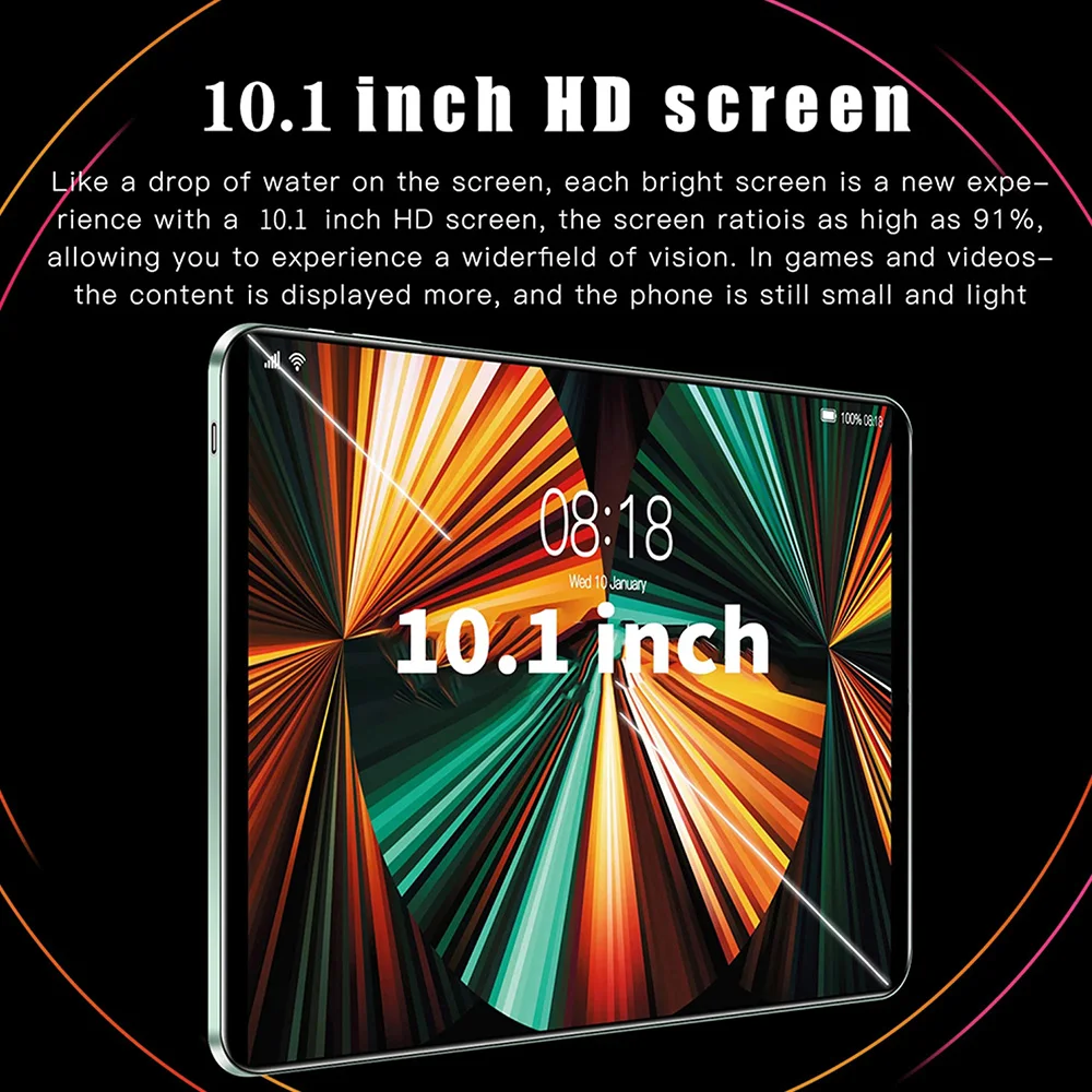 New Global Android Tablets 10.1 Inch Octa Core 8GB RAM 256GB ROM 5G Dual SIM Dual WiFi Android 13 Google Play Tablet Pc 8000mAh
