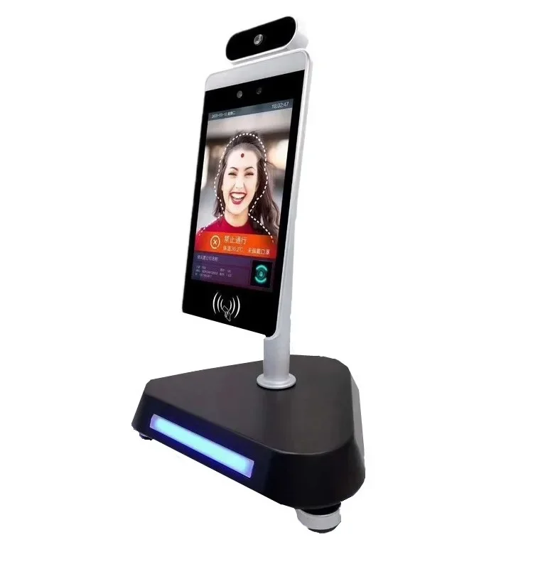 

Door access standing style LCD biometric machine 3d face recognition camera terminal system with temperature rfid sensor