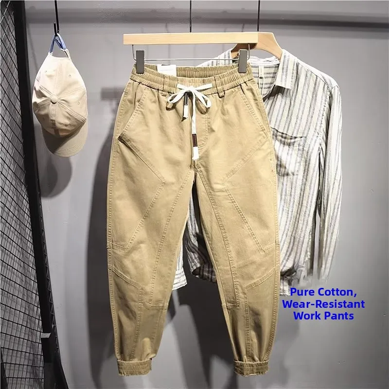 

Spring Autumn Pure Cotton Work Trousers Men's Wear Resistant Loose Work orms for Construction Site Labor And Office Wear