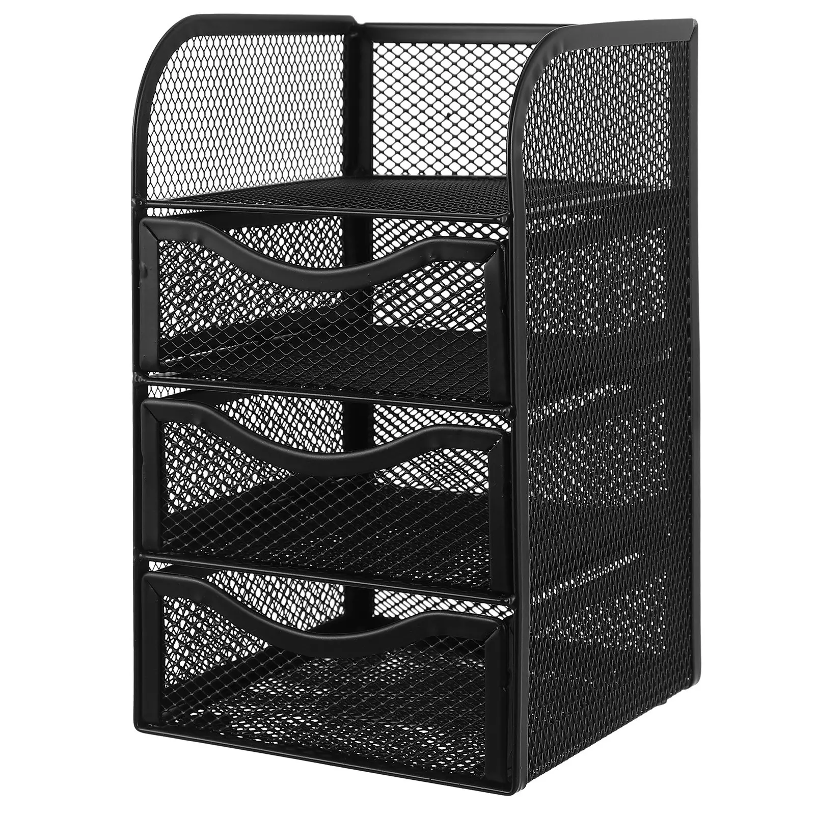 Desktop Drawer Box Metal Hollow Multi-Grid Storage Case Stationery Jewelry Organizer Office Desk Pen Holder Desktop Hollow Box