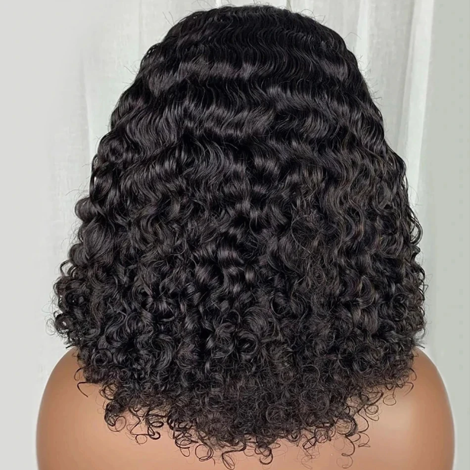 Wear Go Glueless Wig Bob Lace Wig Black Curly For Women Deep Water Curly Wave Human Hair Wigs Brazilian Remy Natural Hair