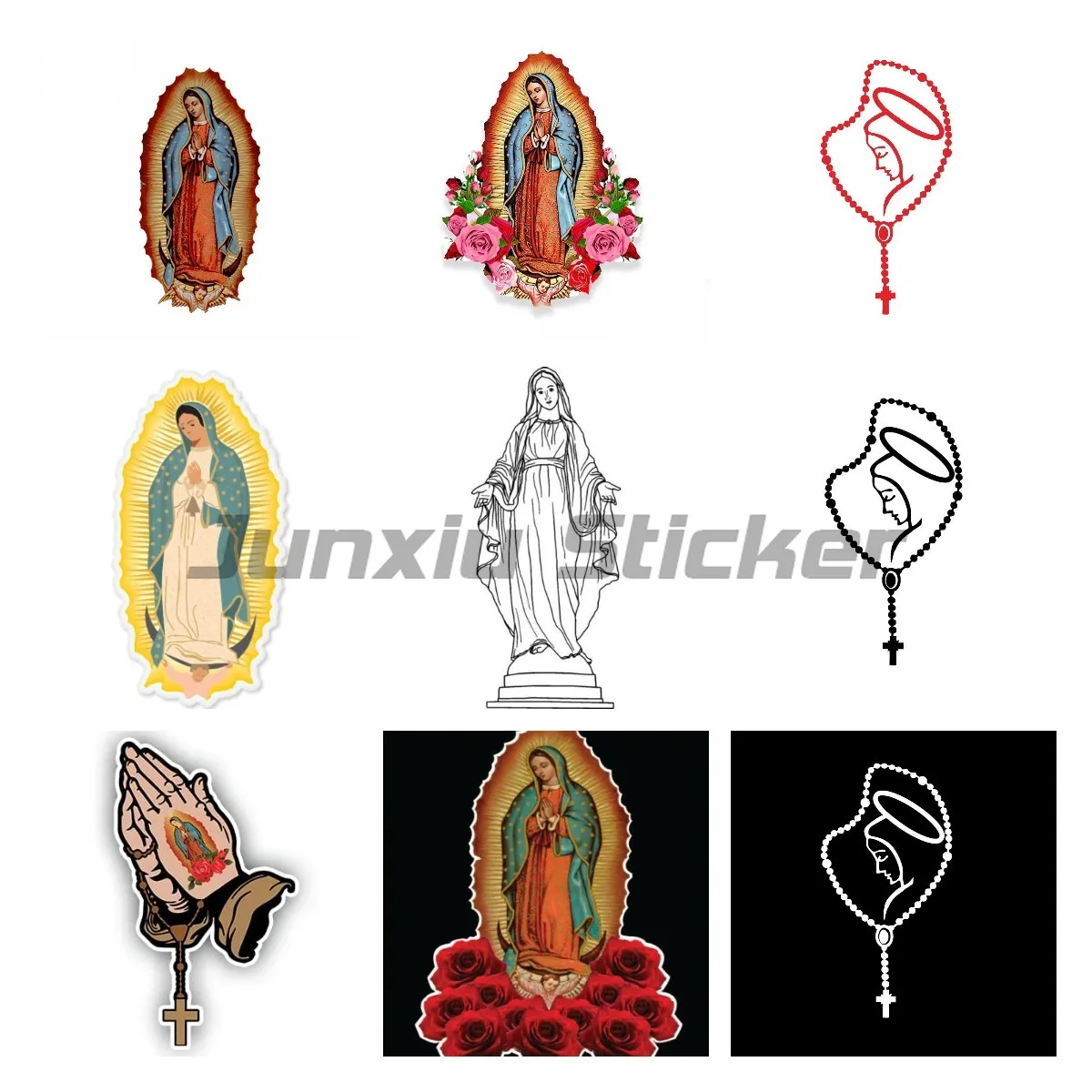 Virgen De Guadalupe Praying Hands Catholic Decal Vinyl Car Window Virgin Mary Stickers