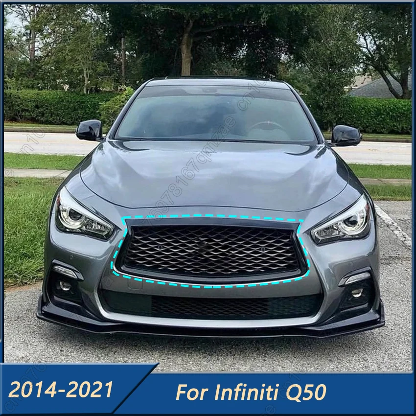 

Передняя решетка автомобиля, гоночные решетки, передний верхний бампер, сетчатая решетка капота для Infiniti Q50 2014-2017 2018-2021, комплект решетки воздухозаборника