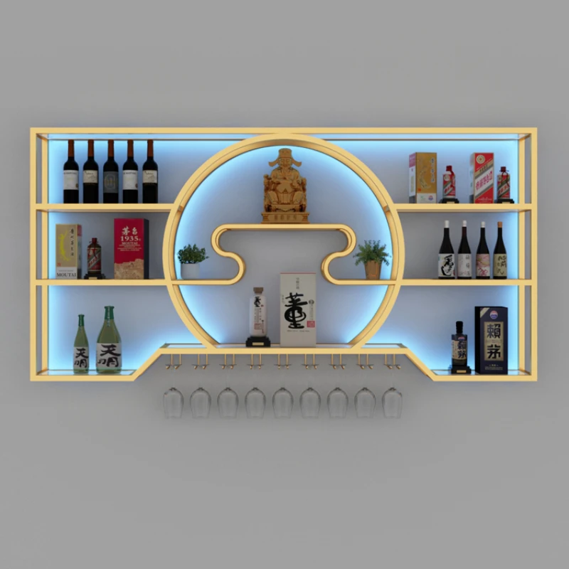 Wine shelf, grape wine cabinet, wall-mounted shelf, bar wrought iron display