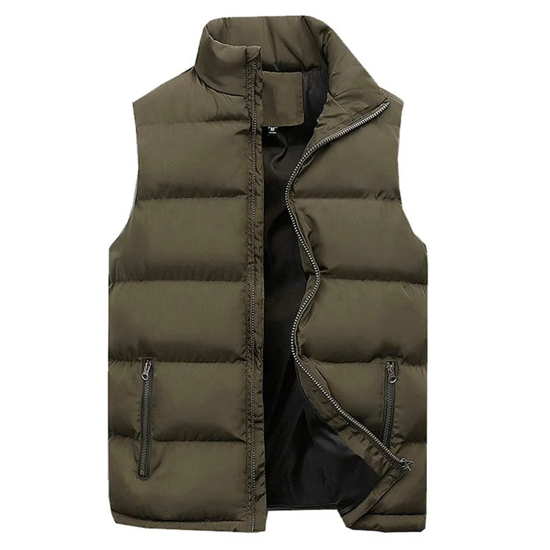 Men\'s Lightweight Padded Jackets Autumn Winter Casual Solid Sleeveless Vests Parkas Coats Comfort Warm Parka Jacket Men Coat 6XL