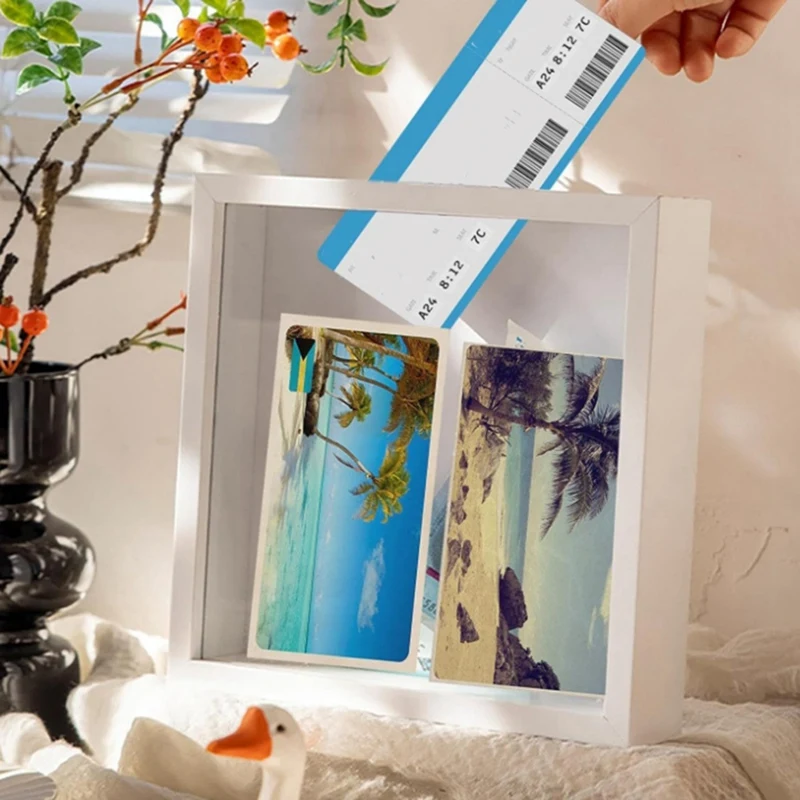 Concert Travel Ticket Stub Memory Top Loading Keepsake Box With Slot, Clear Money Box, Memory Frame Boxes