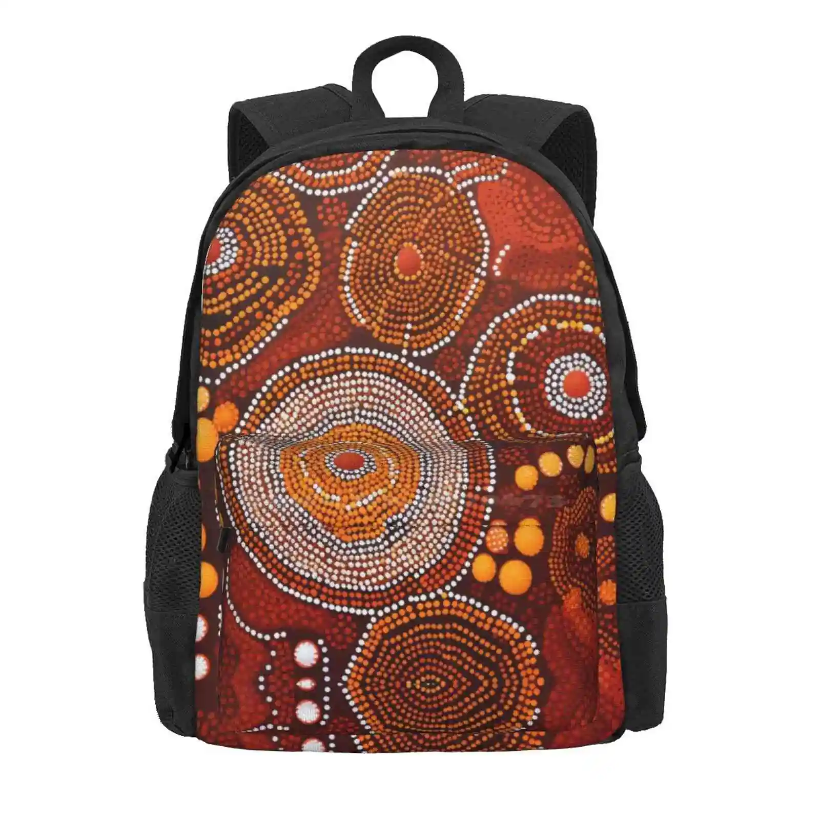 Mochila escolar Dream Time 11, bolso de moda, arte aborigen australiano, aborigen australiano, bandera aborigen, fuego, gran oferta