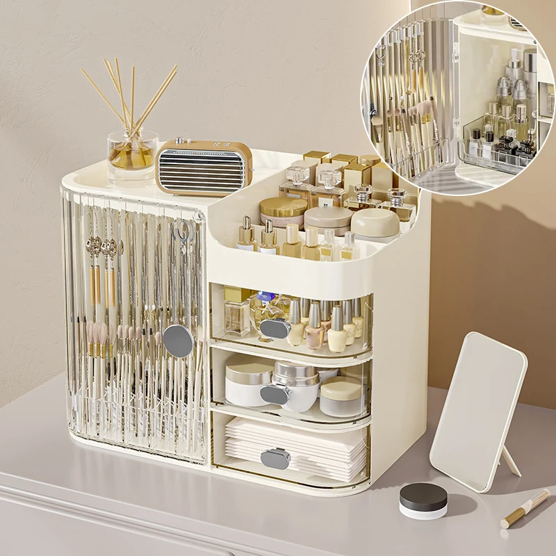 

Cosmetic Storage Box, Dust-Proof, Moisture-Proof, Waterproof, Large Capacity Skincare Product Shelf, Can Be Layered For Storage