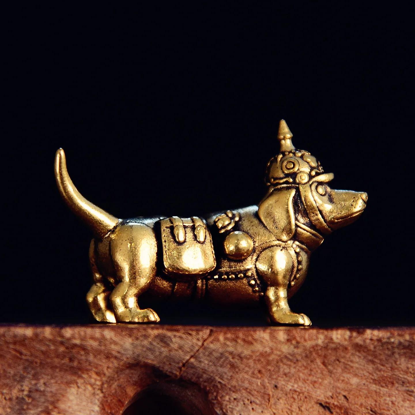 Crown Dog Miniature Figurine Brass Animal Small Statue Desktop Ornaments Vintage Home Decoration Craft Accessories