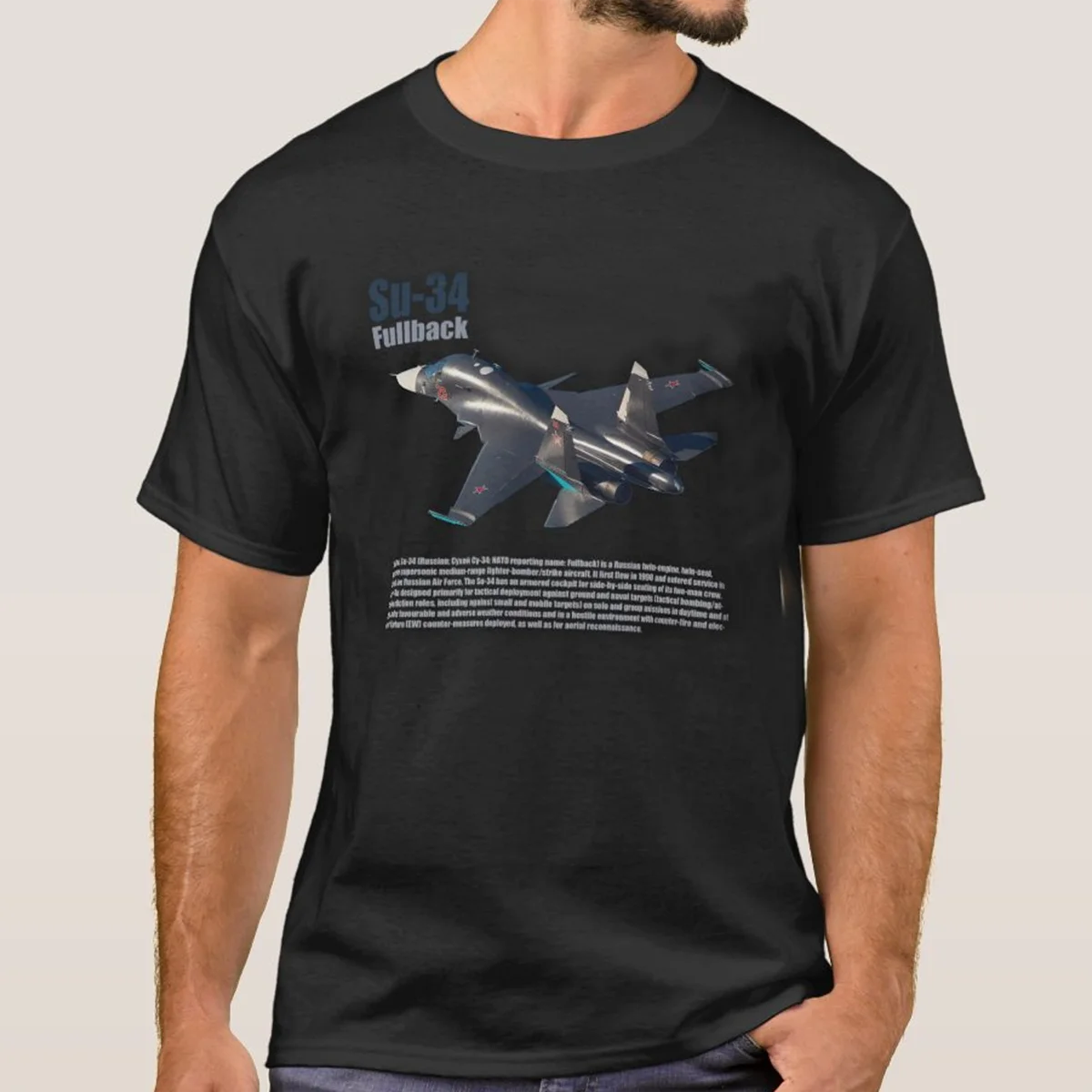 

Russian Air Force Su-34 "Fullback"Fighter Bomber T-Shirt. Premium Cotton Short Sleeve O-Neck Mens T Shirt New S-3XL