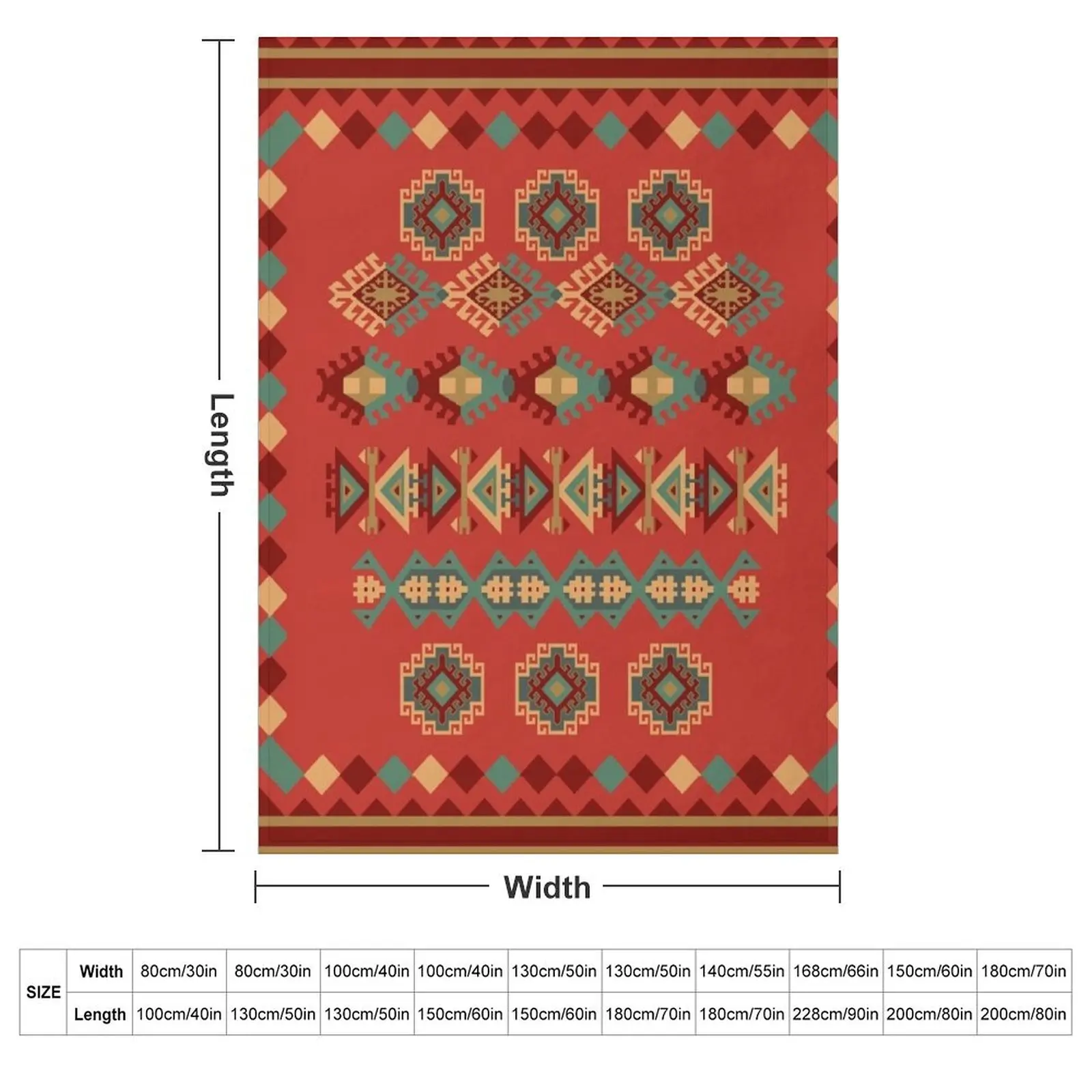 Navajo Pattern Tribal Ethnic Hand Drawn Throw Blanket Multi-Purpose Travel Luxury Designer Thermal valentine gift ideas Blankets