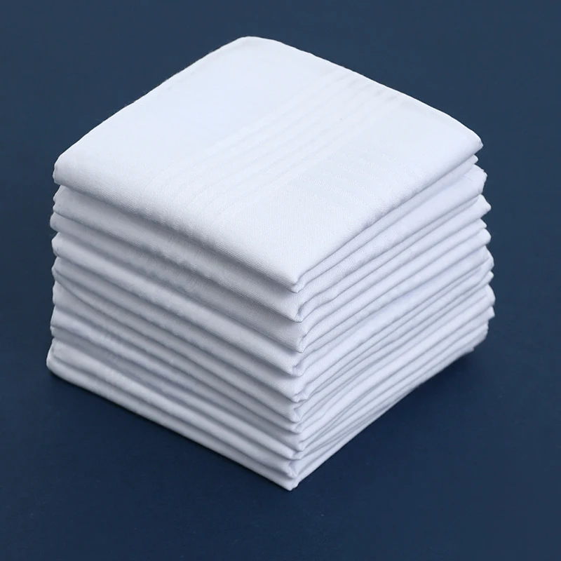 【M】6/12pcs White Soft Cotton Handkerchief Handkerchief Gentleman Handkerchief DIY Solid Color Handkerchief