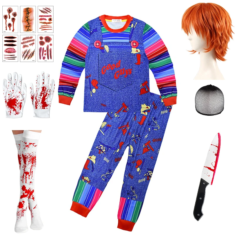 Demon Ghost Doll Children's Clothing Set Halloween Cosplay Chucky Girls Outfits Festival Performance Carnival Party Kids Clothes