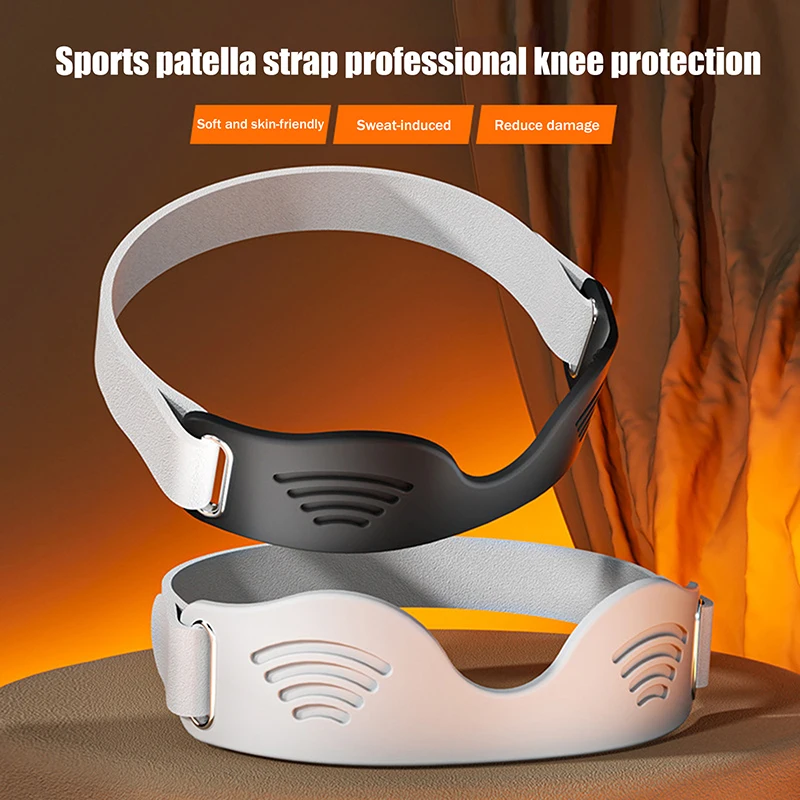 1Pair Adjustable Silicone Patellar Tendon Support Strap, Patella Stabilizer Knee Brace Band for Running Soccer Sports