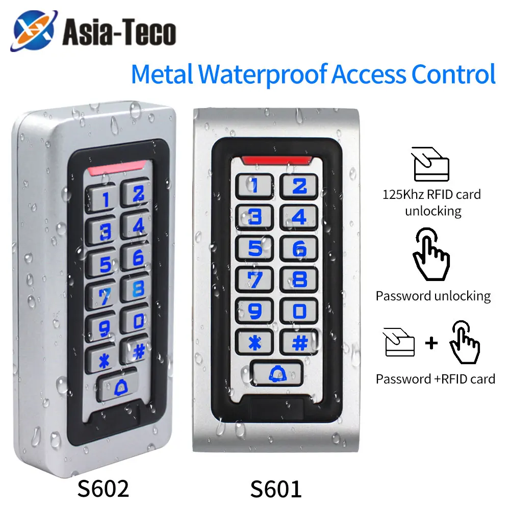 Zinc Metal Rfid Access Controller Keypad IP67 Waterproof 2000user Wiegand 125KHz Card Reader Keyboard Door Access Control System