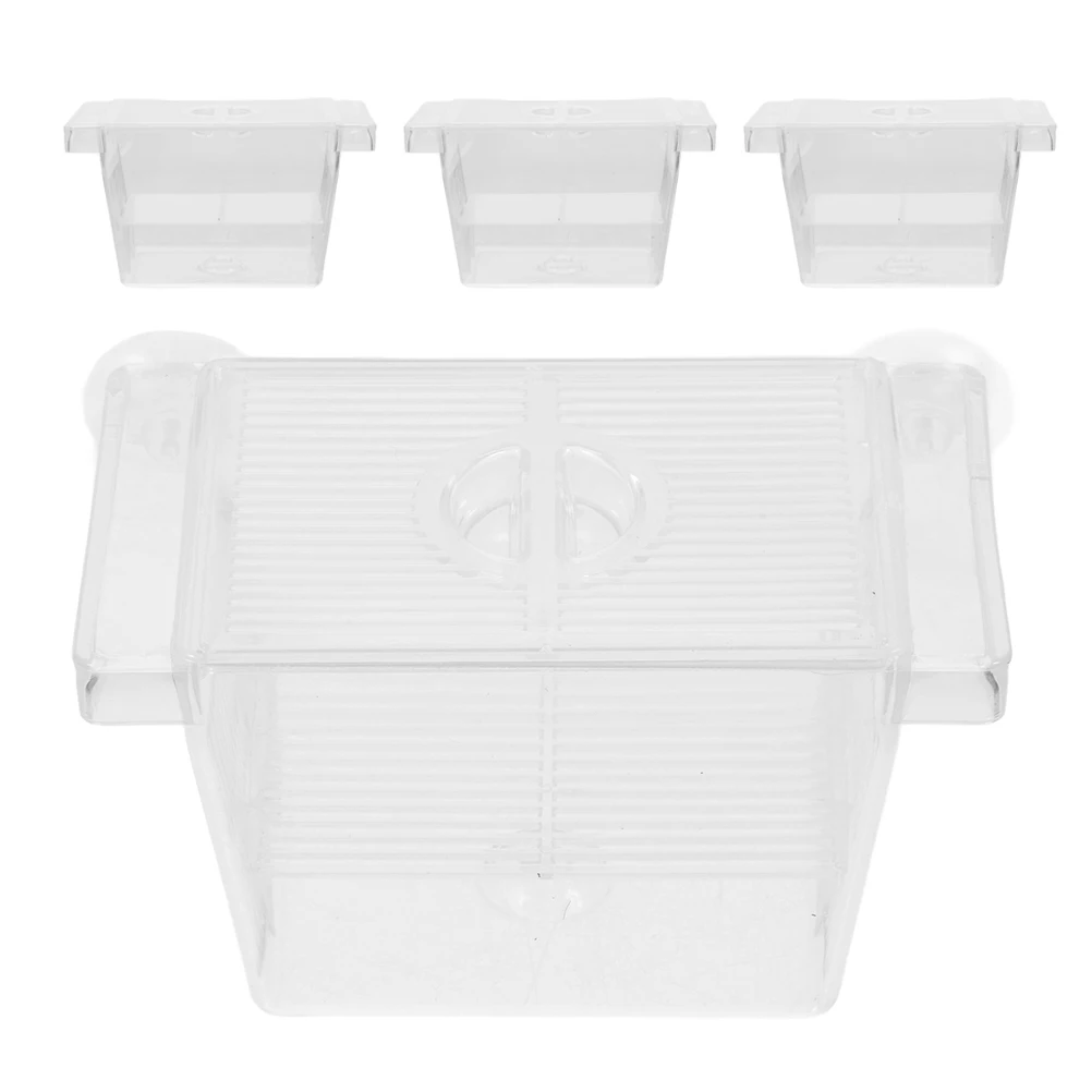 

4pcs Fish Fry Breeding Box Floating Incubator Transparent Plastic Betta Fish Tank Isolation Case Efficient Protection Aquarium