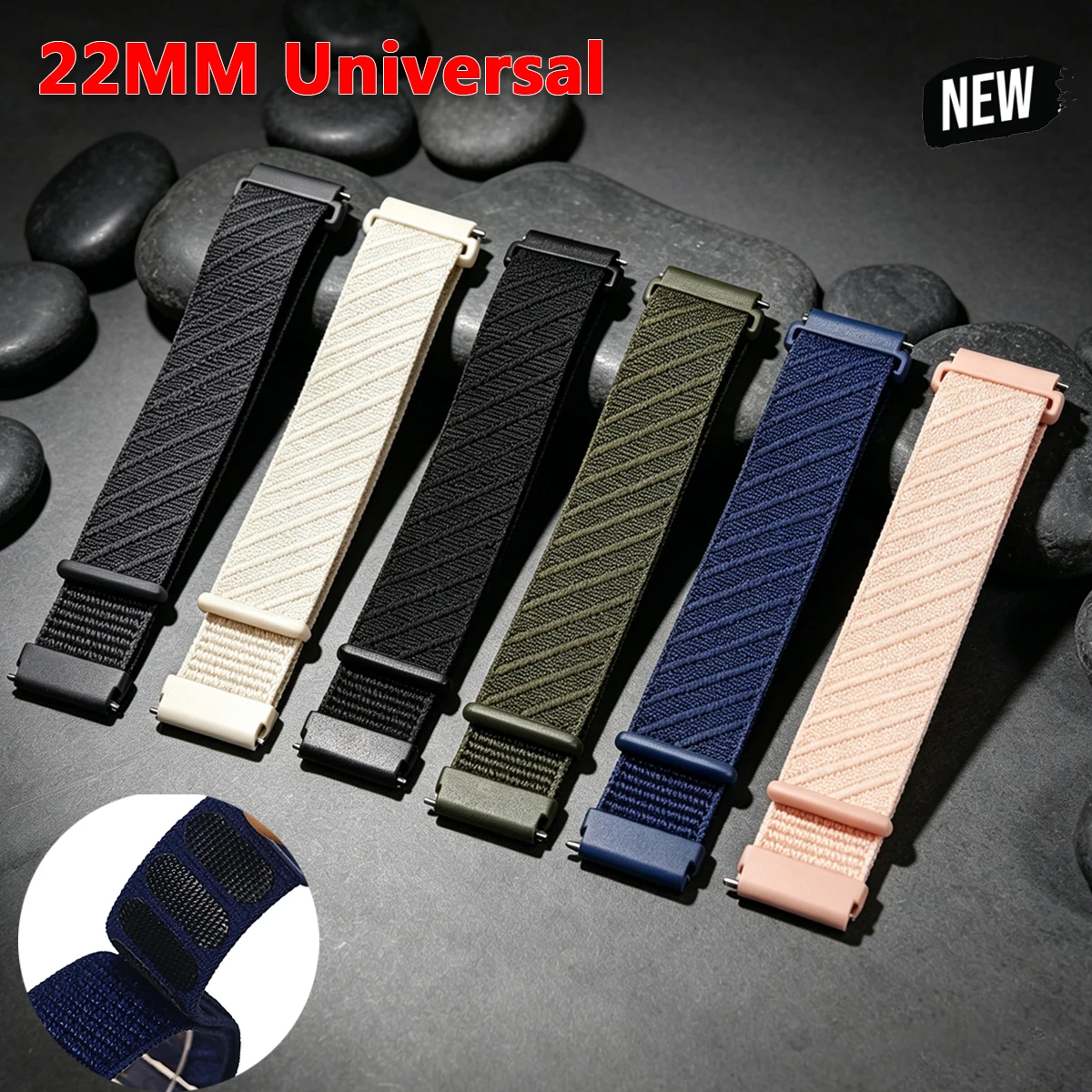 22mm Nylon Loop Strap for Huawei Watch Fit 5 pro 4 pro Fit3/Fit5 Braided Breathable Band for Samsung galaxy watch 3 45 Bracelets