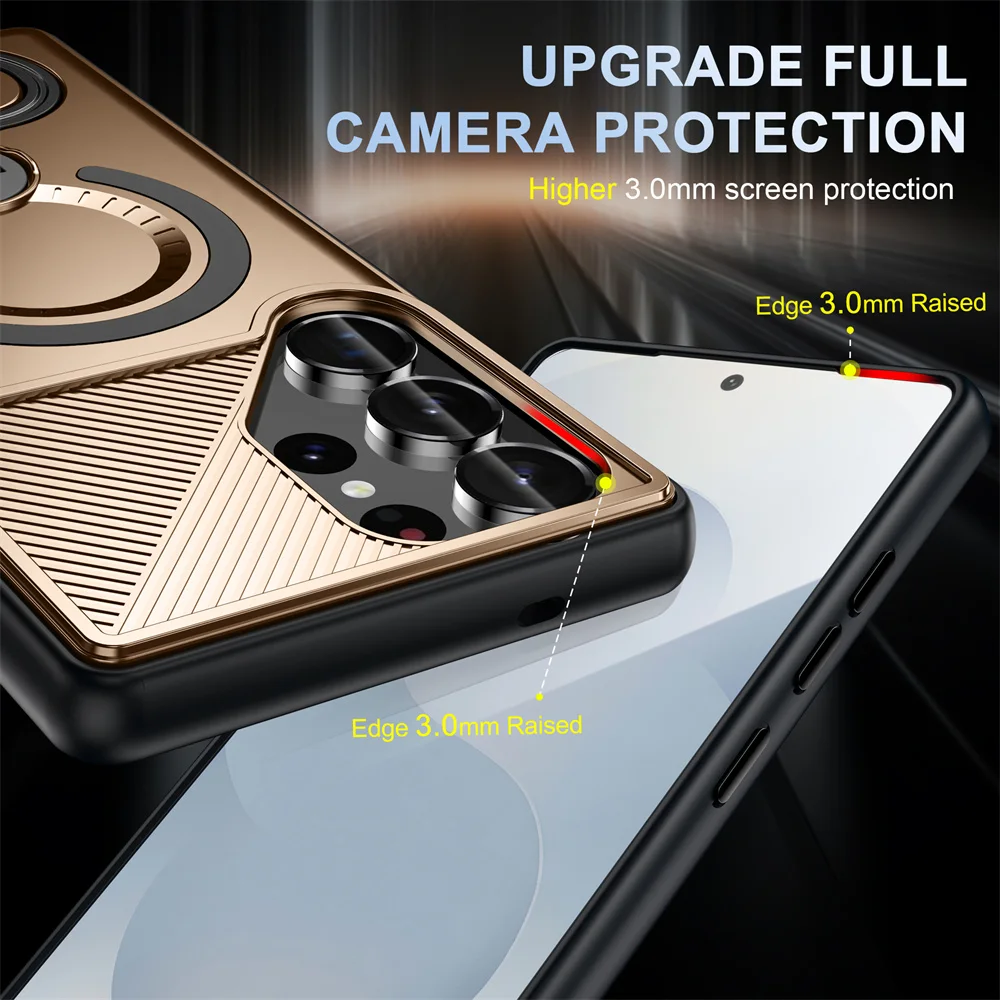 الفاخرة البنصر أضعاف دعامة حامل المغناطيسي قضية الهاتف لسامسونج S25 حافة S24 الترا S23 زائد A56 A36 A26 A16 درع غطاء