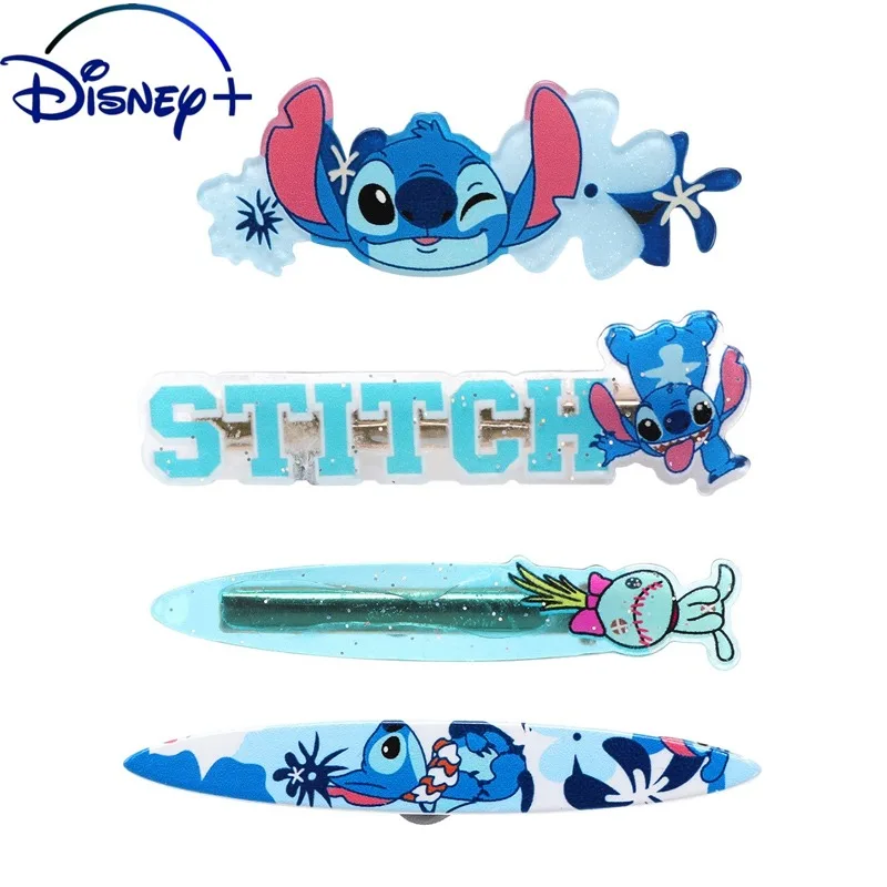 4pcs/set Disney Stitch Hair Clips Sweet Acrylic Duckbill Kids Kawaii Candy Color Broken Hair Bang Clip Hairs Accessories Gifts