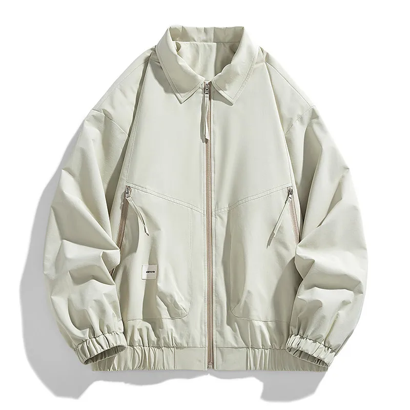 

Men's coat trend new style fashionable all-go lapel retro jacket men casual city pure color breathable comfortable men's jacket