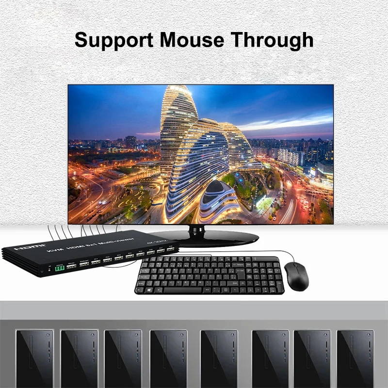 

4K 30Hz HDMI KVM 8x1 Multi-viewer 8 IN 1 OUT Seamless Switch Multi Screen Video Multiplexer 4X1 Multiviewer Can Mouse Through