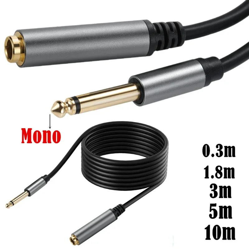 1/4 TS Mono Stereo 6.35mm Male to Female extension Cable Cord TS 6.35 Male to Female Lengthen Extend Line Wire