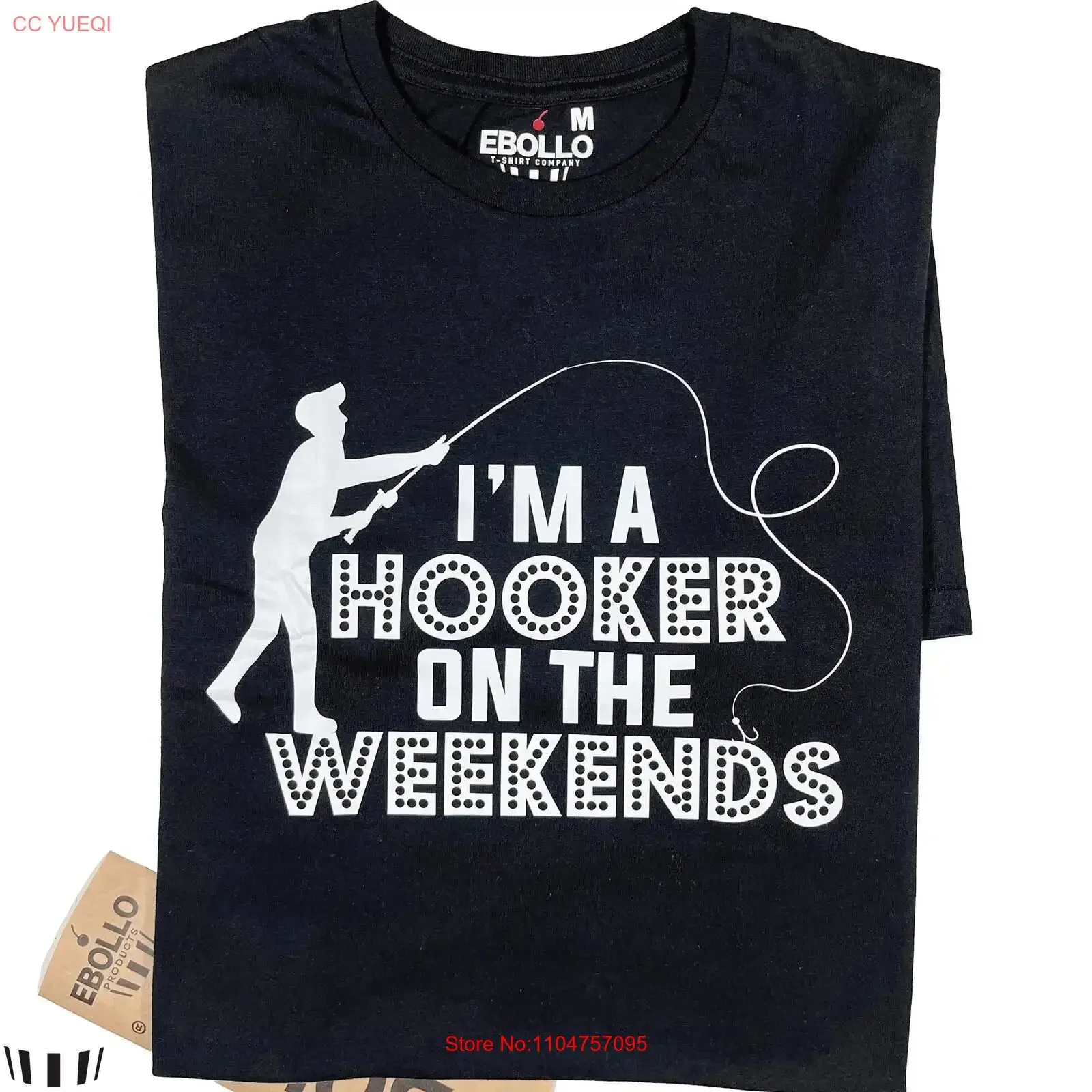 Father's Day Funny Fishing T Shirt I'm a Hooker on The Weekends Dad Novelty Weekend Hooking Humor Unique Husband Present