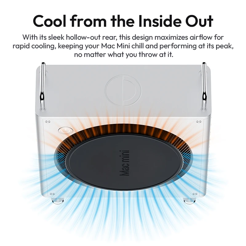 Чехол Ulanzi QT01 из алюминиевого сплава для Mac Mini M4/M4 Pro с гладкой полой задней частью и быстрым охлаждением