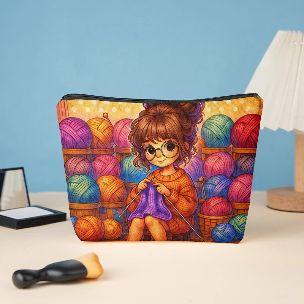 Cosmetic Bag 1pc, Enthusiastic Knitter, Stylish Zippered Wallets, Work Snack Bags, Skincare Product Organizers