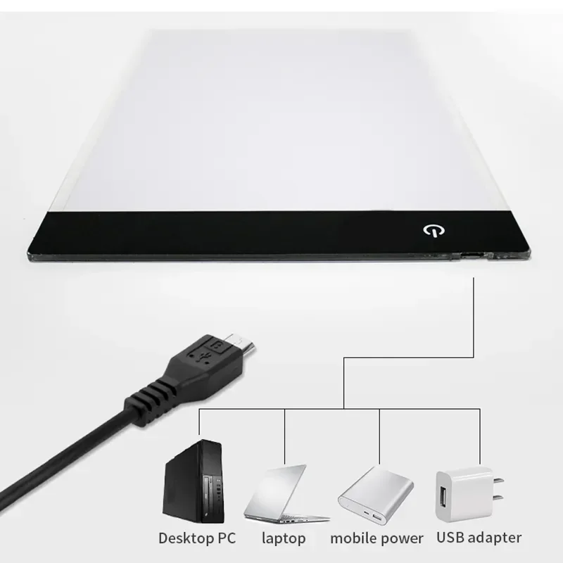 Mesa de copia LED, tablero de dibujo para niños, mesa de copia transparente, brillo ajustable, luz nocturna, cuaderno