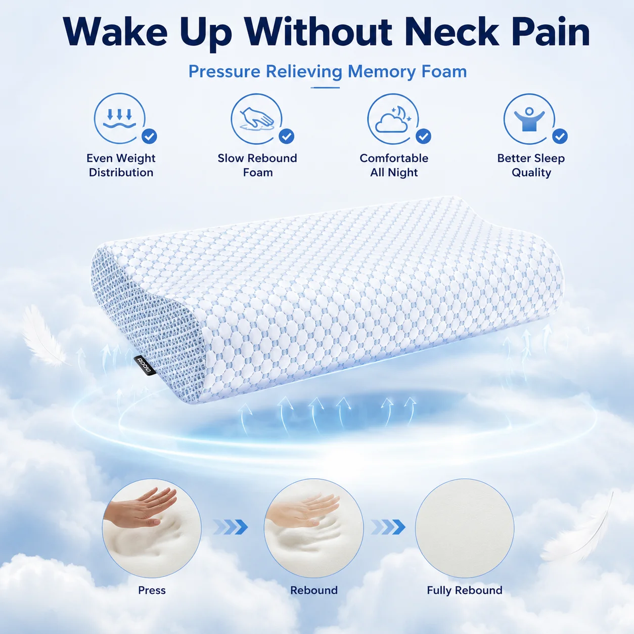 Used for Memory Foam Pillows for Sleeping Adjustable Orthopedic Cooling Pillow Neck Support for Side Back Stomach Sleepers