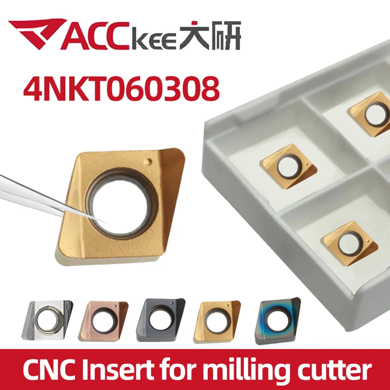 ACCKEE 4NKT060308 Carbide Insert TE90 Metal Fast-Feed Milling Cutter Tungsten Carbide 4NKT060308R-M Fast Milling cutter holder