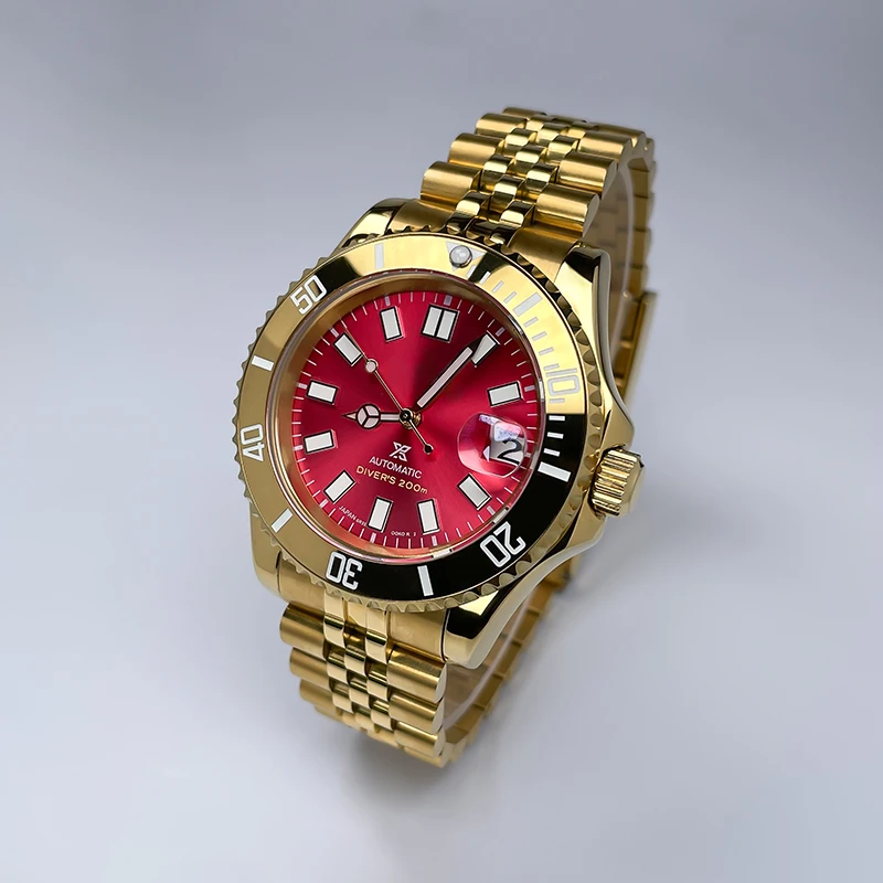 NH35 Full Gold YM 40MM Men's Luxury Luminous Mechanical Watch Ceramic Bezel Two-Way Rotating Sapphire Glass Jubile Strap for Man