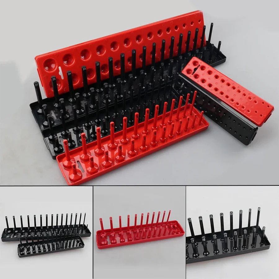 3/6Pcs Plastic Sleeve Holder Metric Imperial Socket Tray Socket Organizer Home Tool Rack Tray For 1/2Inch 3/8Inch 1/4Inch Socket