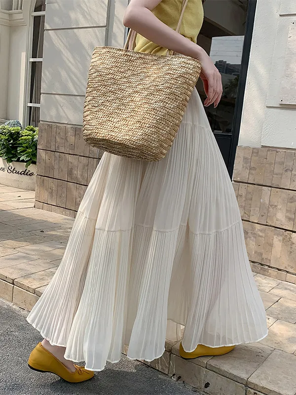 

Элегантная женская летняя юбка миди А-силуэта из шифона с пышным широким подолом, богато декорированная, модная, средней длины