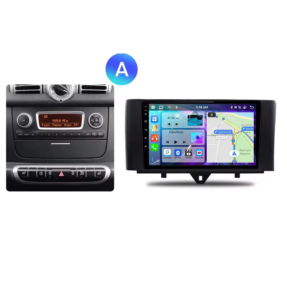 Picture 3: Wireleess CarPlay Android Auto Car Raido for Mercedes Benz Smart Fortwo 451 2010 - 2015 Android 16 2K QLED Screen Multimedia