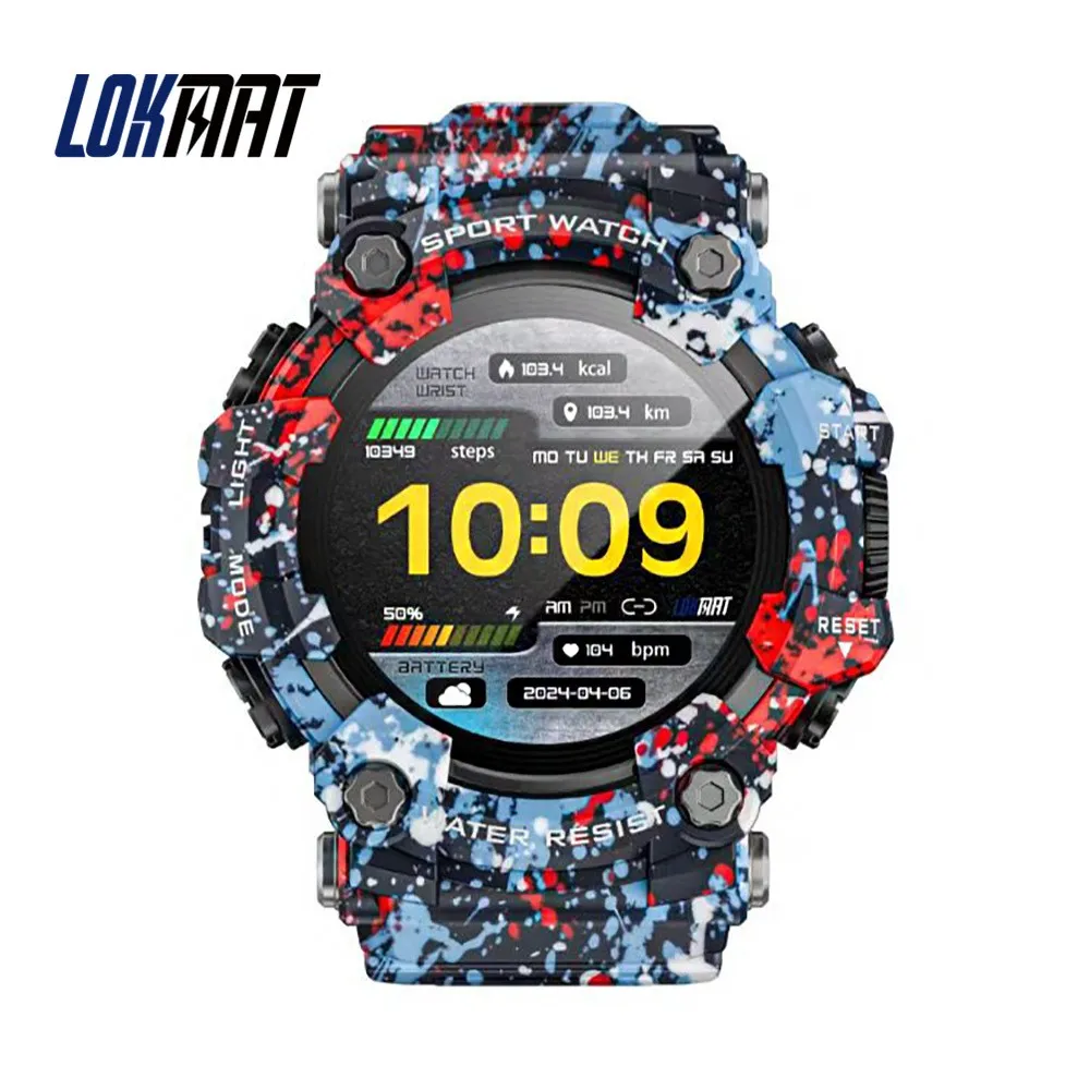 

LOKMAT ATTACK GT Fitness Tracker Smartwatch Men BT Call IPX Waterproof Outdoor Sports Smart Watch with Flashlight Compass