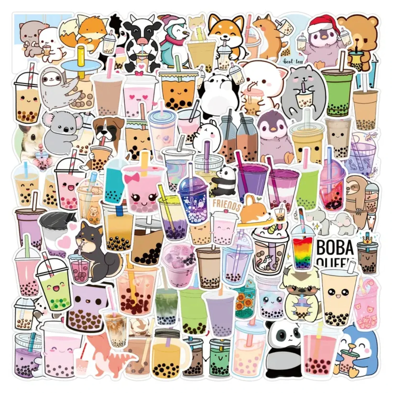 100Pcs Bubble Tea Pearl Milk Tea Stickers, Boba Drink Stickers ,Vinyl Waterproof Stickers For Laptop Water Bottles Hydrarflask S