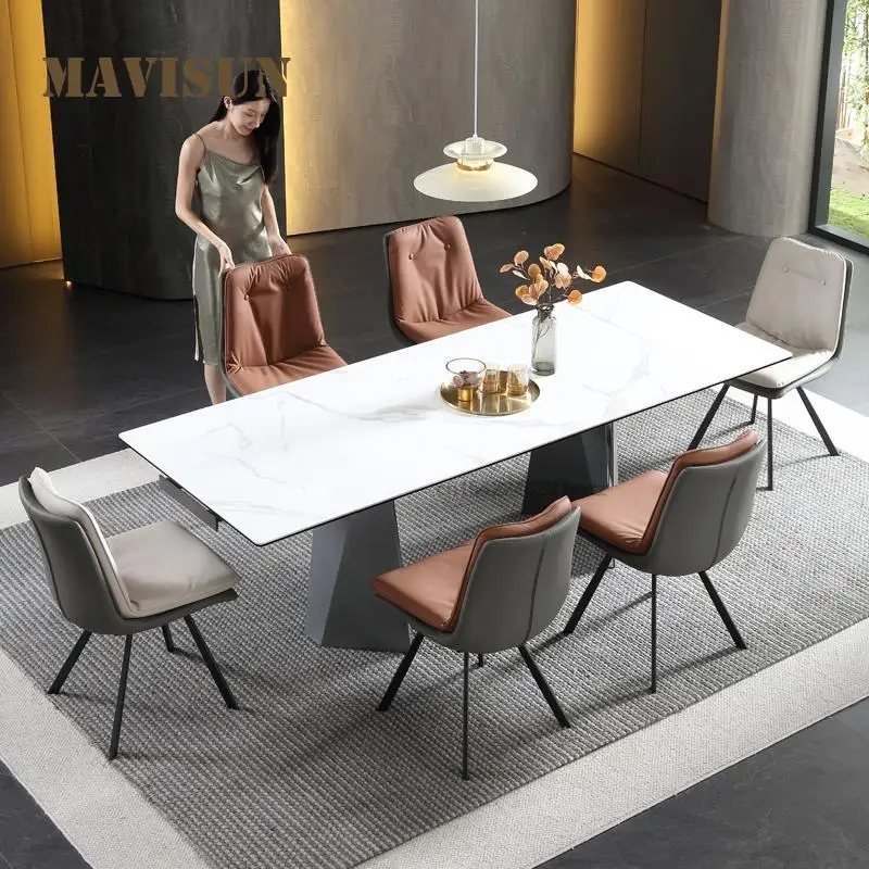 

Telescopic Folding Kitchen Dining Table Custom 2m Rectangular Italian White Marble Top High-end Restaurant Table Furniture