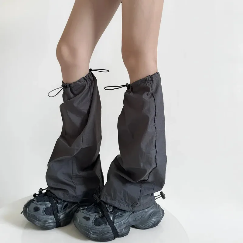 

New Women Leg Warmers Tooling Style Quick Dry Drawstring Foot Cover Leg Warmers Y2k Girls Solid Color Loose Long Socks Stockings