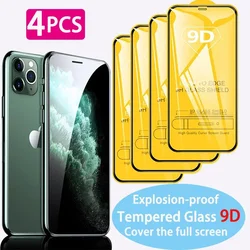 1-4 9D Full Keo Bảo Vệ Kính Cường Lực Cho IPhone 13 14 Pro Max 12 11 8 7 6 6S 6 Plus X XR XS Mini SE2020 Tấm Bảo Vệ Màn Hình