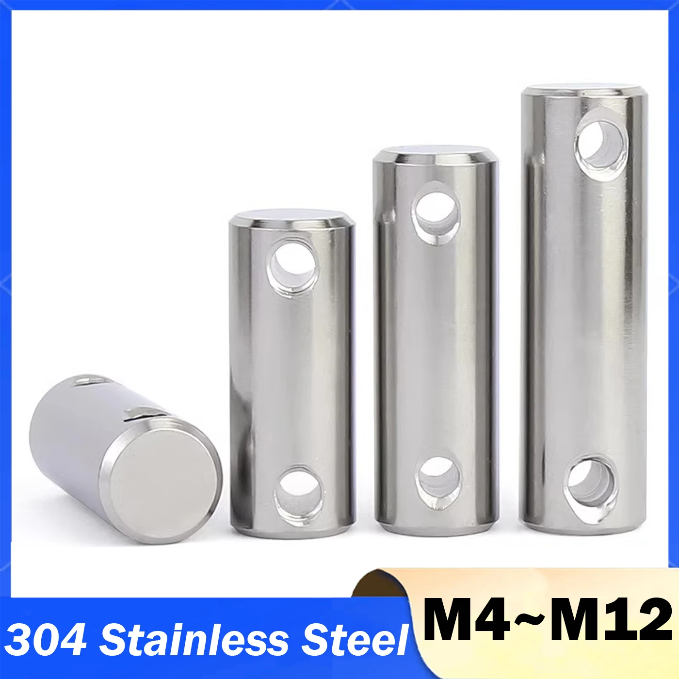 Shaft Locating Pins M4 M5 M6 M8 M10 M12 304 Stainless Steel Double-Ended Cylindrical Pin with Holes Positioning Pins