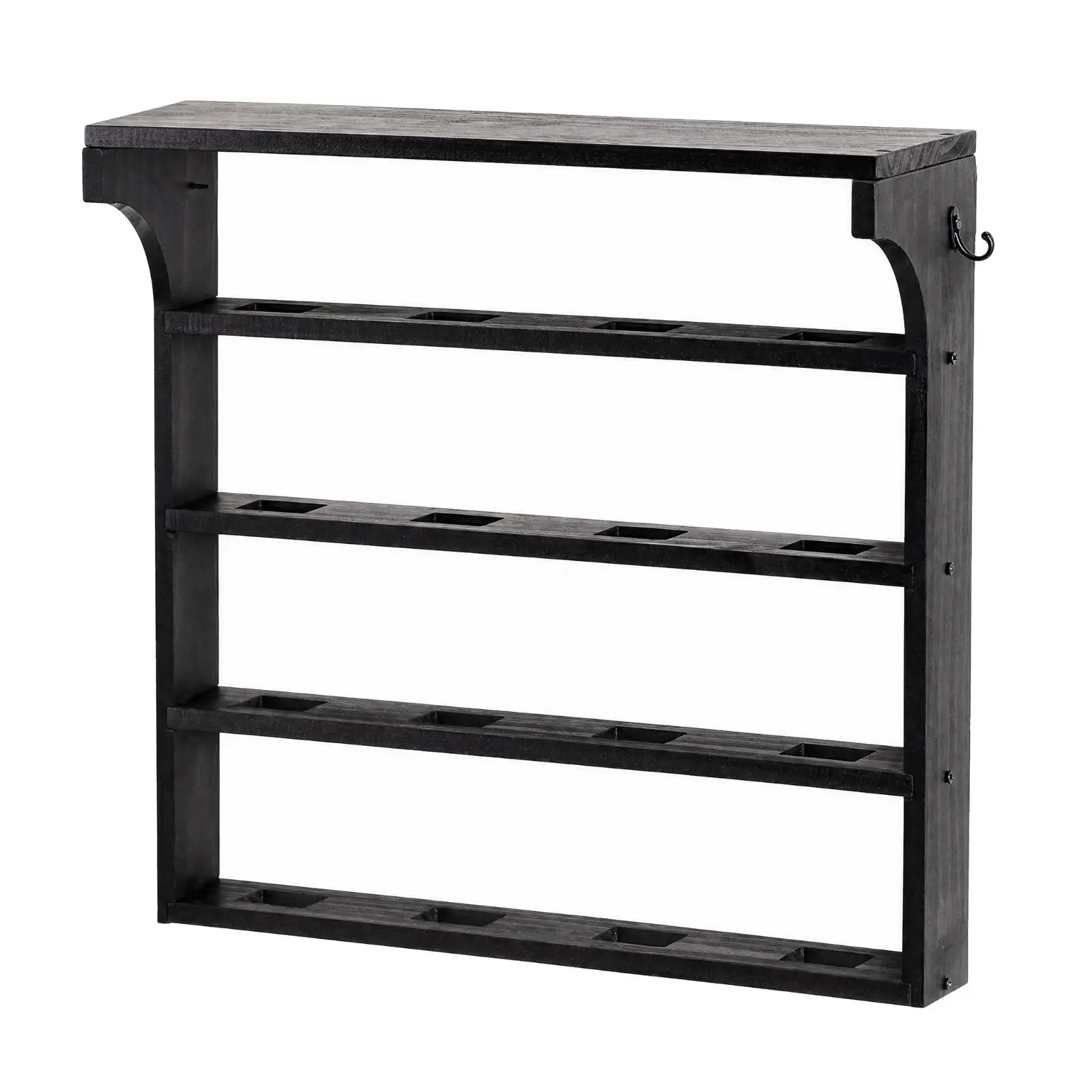 Hockey Puck Display Rack with Medal Hooks Matte Black Wall-Mounted Hockey Display Rack Space-Saving Medal Trophy Hanger with