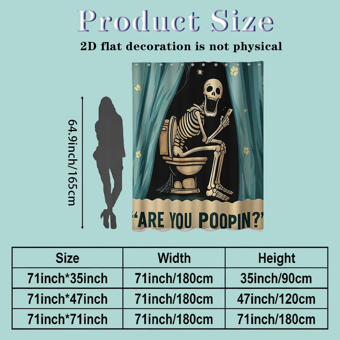 Funny Skeleton Toilet Shower Curtain Polyester Bath Decor Novelty Gothic Horror Design Bathroom Liners Halloween Party Shower Ro